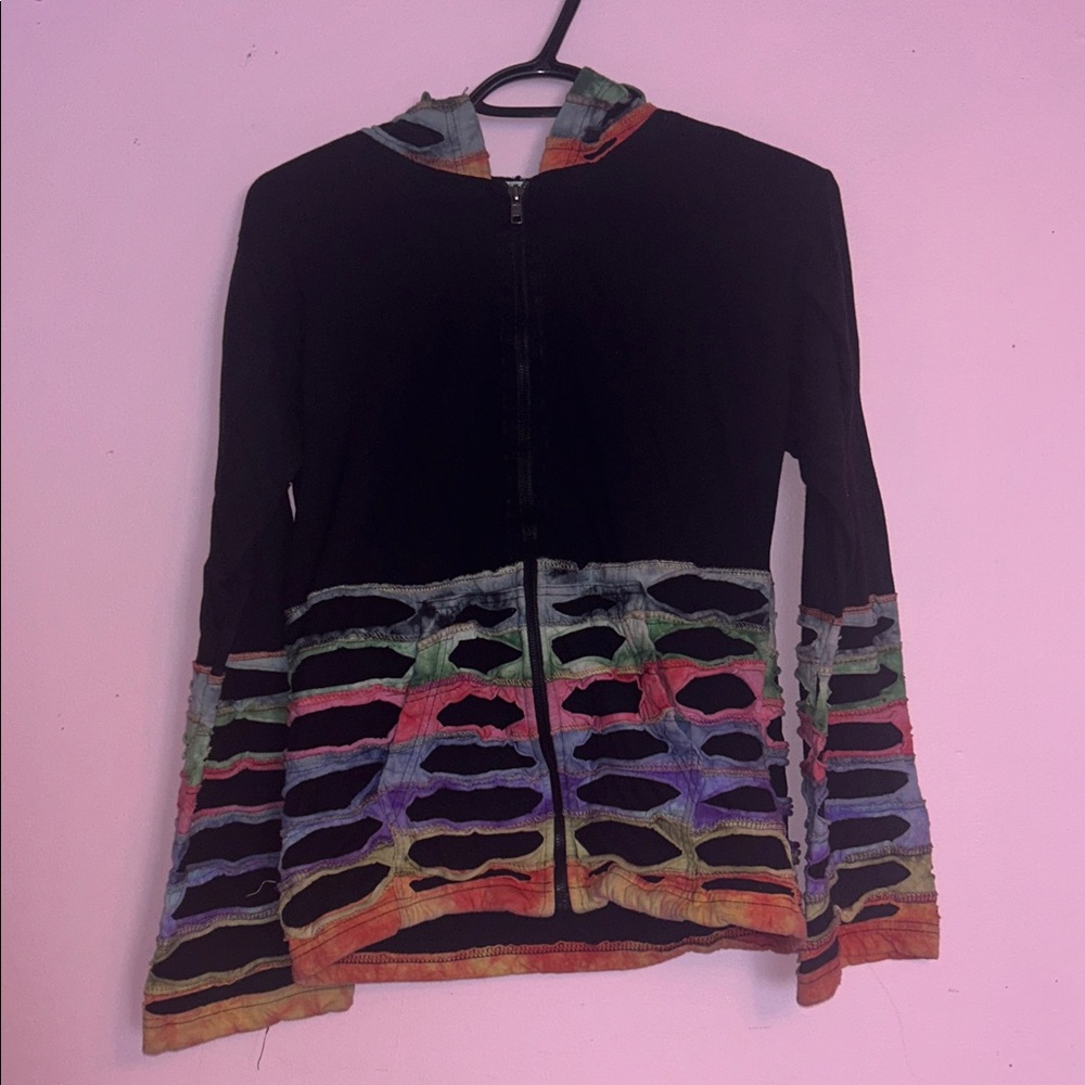 Colorful Striped Jacket with Cutout Design